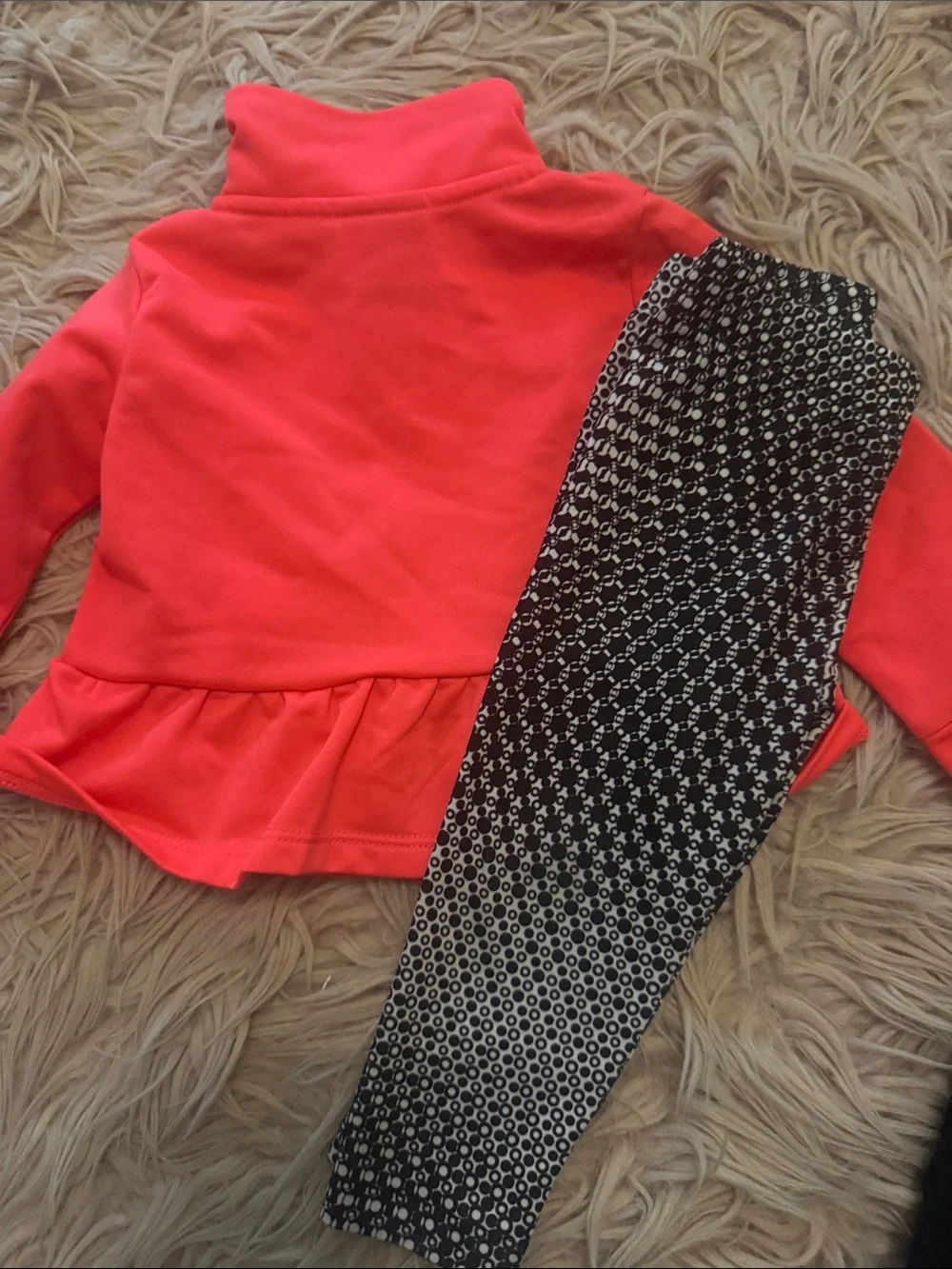 Nike Coral Zip Peplum Jacket with Black-White Gradient Leggings